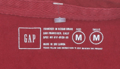 GAP Men's Red Cotton Long Sleeve Collared Casual Polo Shirt Size M