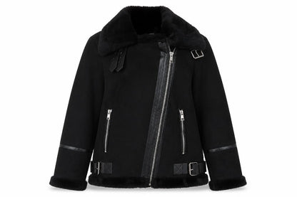 Womens UK Size XS Pull&Bear Black Biker Coat
