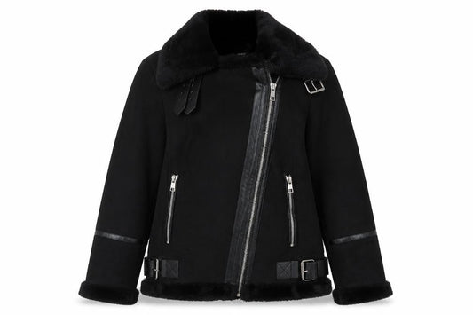 Womens UK Size XS Pull&Bear Black Biker Coat
