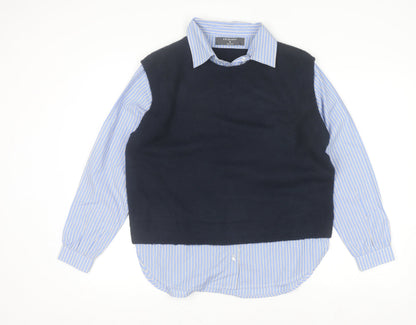 Womens UK Size S Primark Blue Layered Button-Up