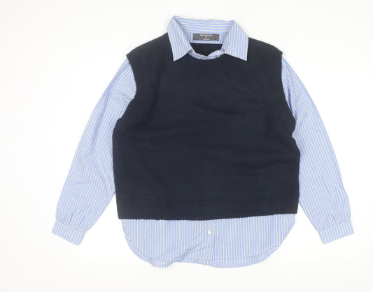 Womens UK Size S Primark Blue Layered Button-Up