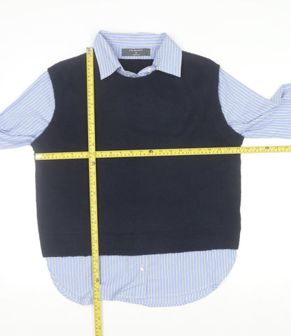 Womens UK Size S Primark Blue Layered Button-Up