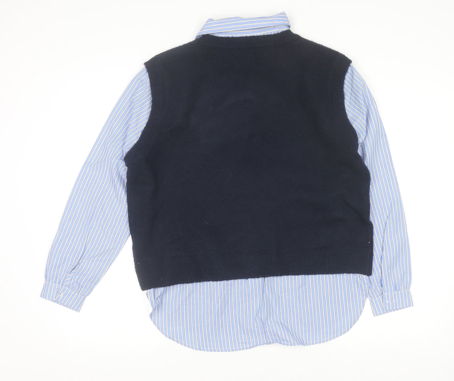Womens UK Size S Primark Blue Layered Button-Up