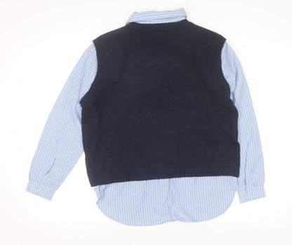 Womens UK Size S Primark Blue Layered Button-Up