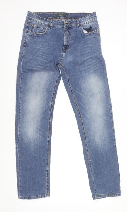 Mens UK Size 32R Studio Regular Fit Straight Blue Jeans
