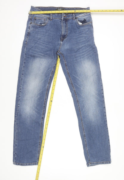 Mens UK Size 32R Studio Regular Fit Straight Blue Jeans