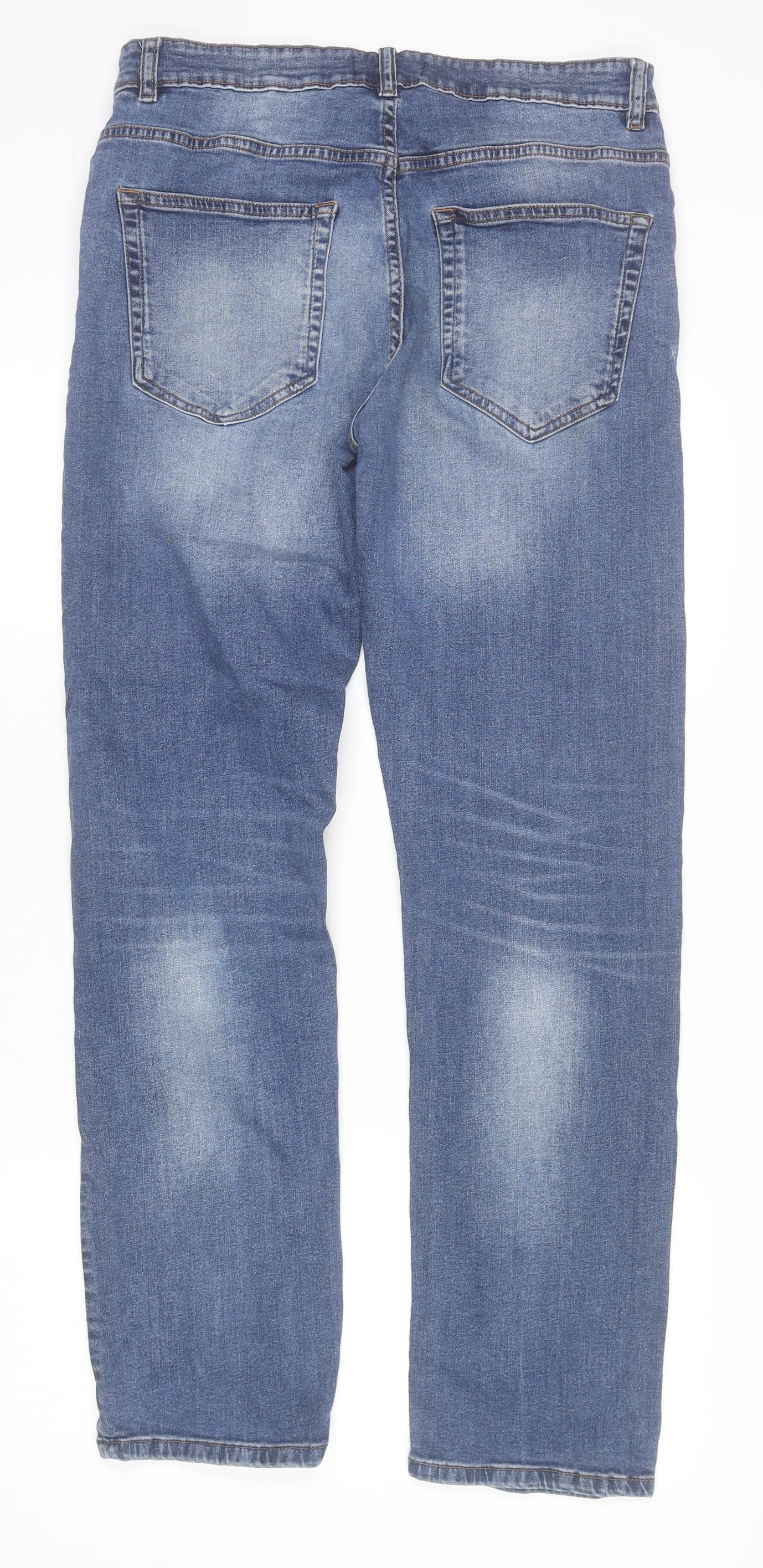 Mens UK Size 32R Studio Regular Fit Straight Blue Jeans