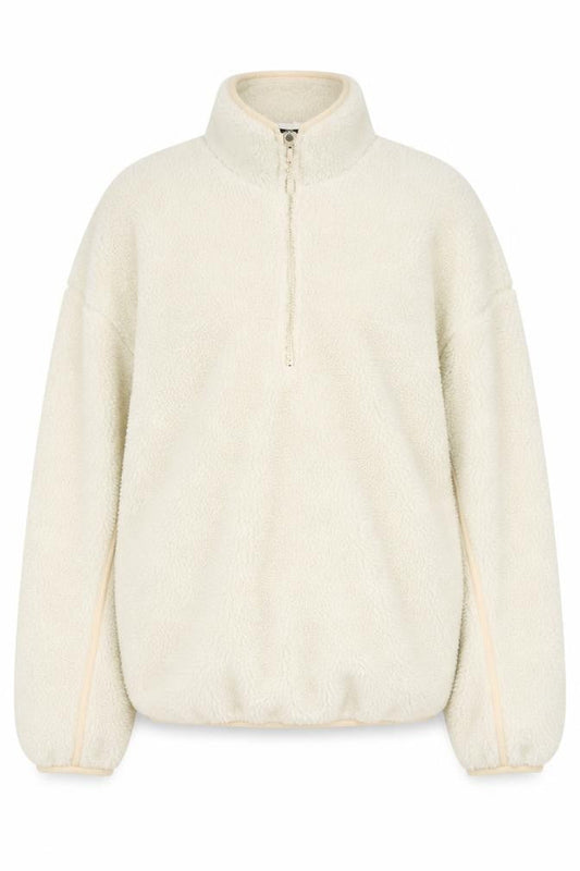 Front view of ASOS Design Women's Beige 1/2 Zip Fleece Pullover Sweatshirt M