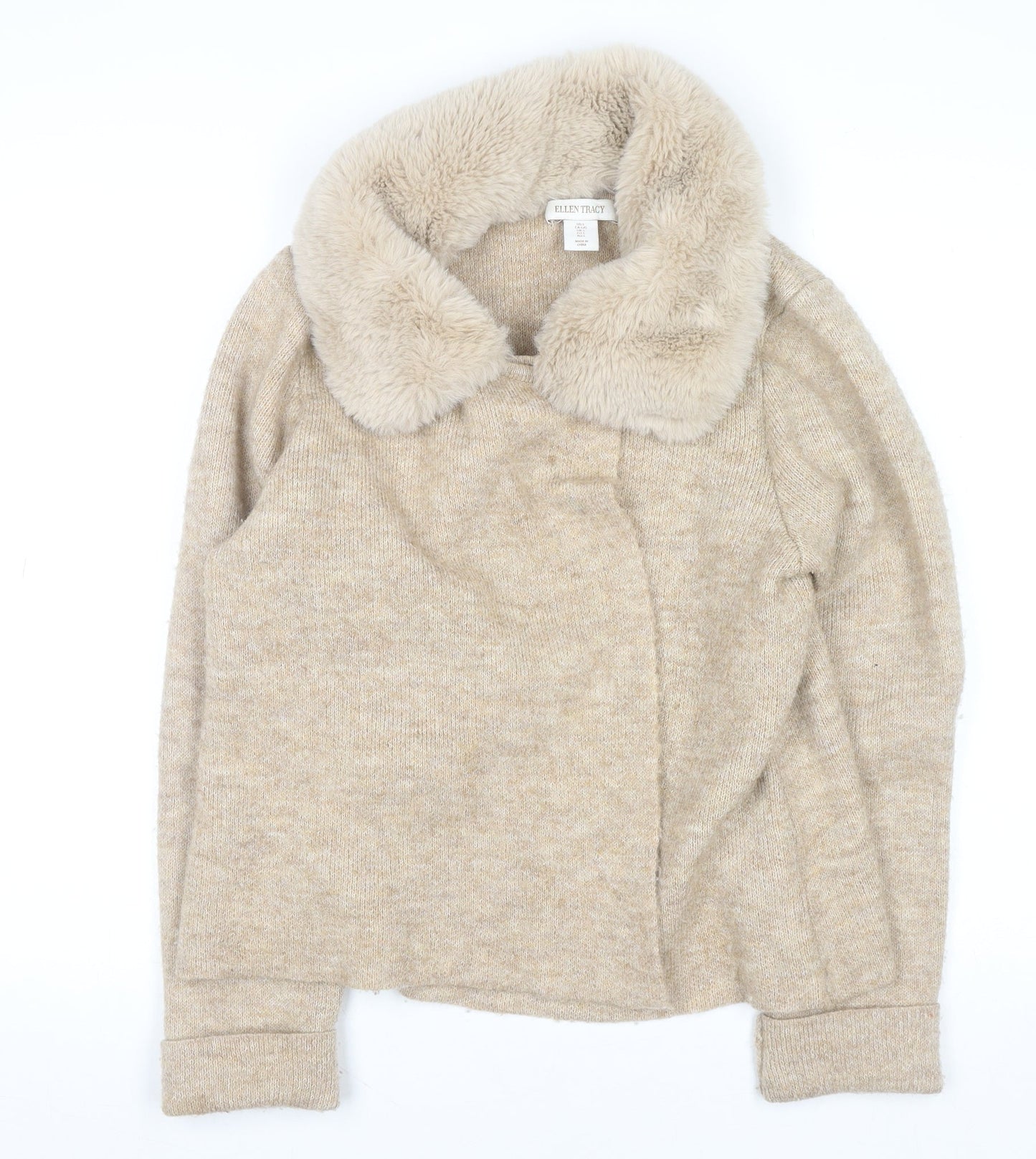 Womens UK Size L Ellen Tracy Beige Cardigan Jumper