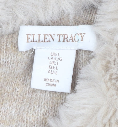 Womens UK Size L Ellen Tracy Beige Cardigan Jumper