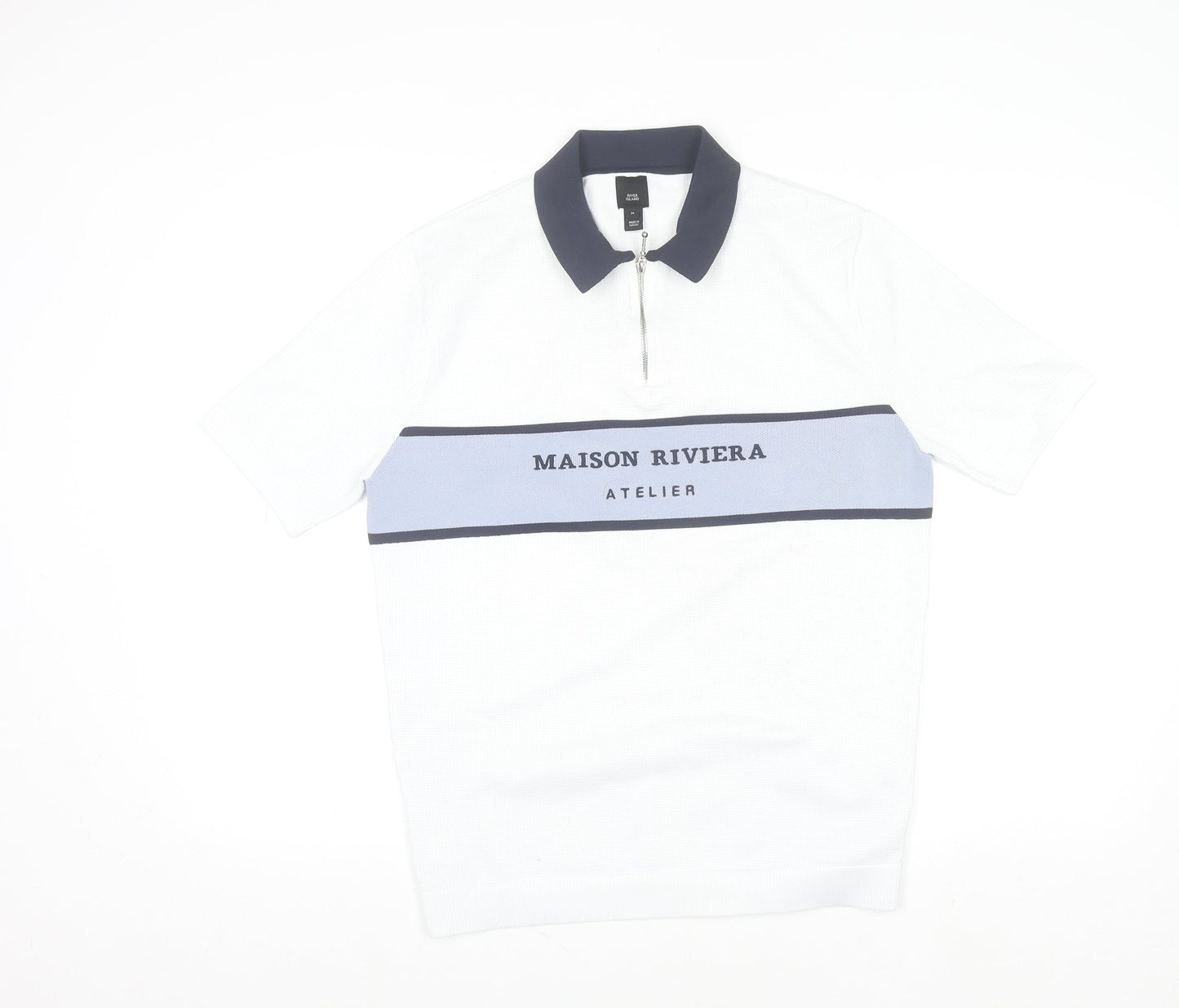 Mens UK Size M River Island Polyester Polo Shirt