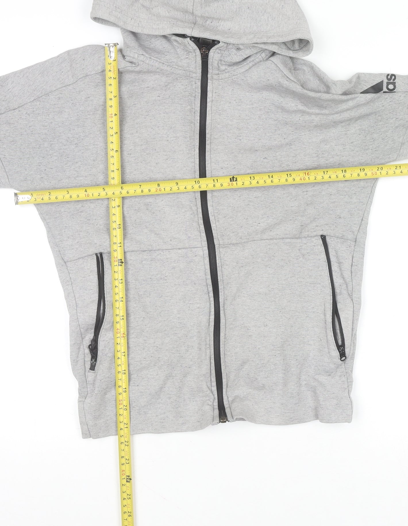 Mens UK Size XS adidas Grey Full Zip Hoodie