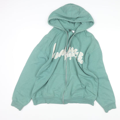 Mens UK Size L H&M Green Full Zip Hoodie