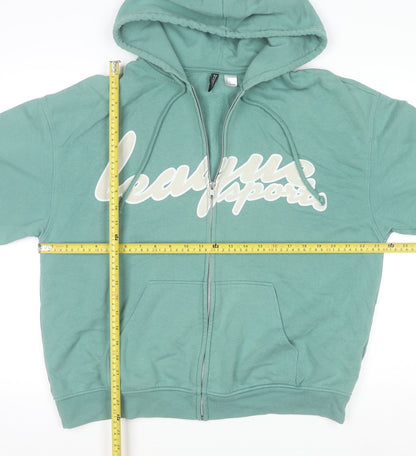 Mens UK Size L H&M Green Full Zip Hoodie