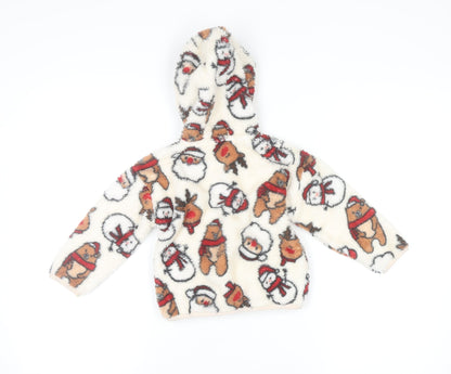 Dunnes Stores Unisex Baby Ivory Fleece Christmas Hooded Jumper 18-24 Months