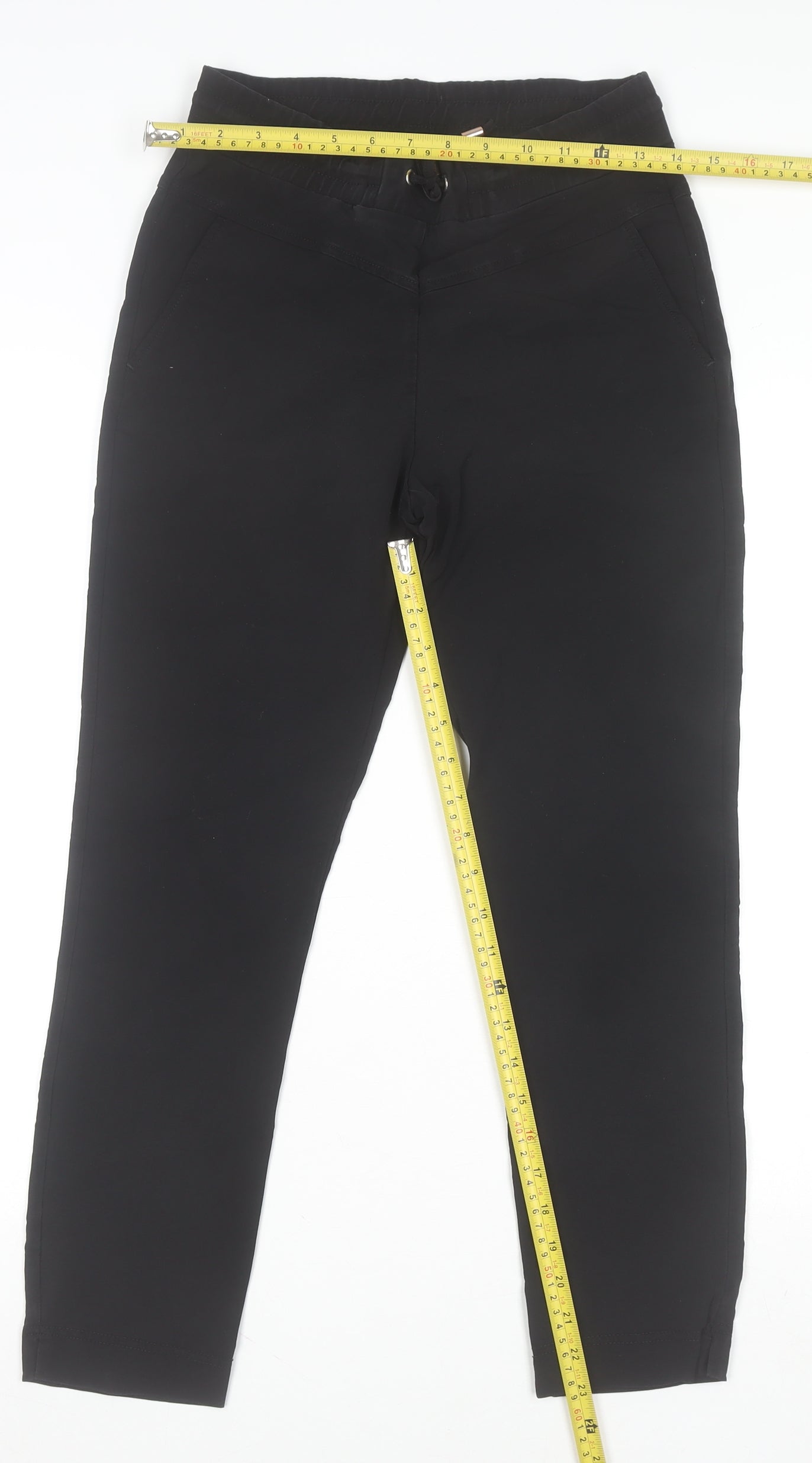 Womens UK Size XS &Co Woman Slim Fit Ankle Black Trousers