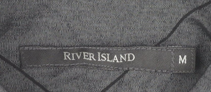 River Island Men’s Grey Check Short Sleeve Button-Up Shirt Size M