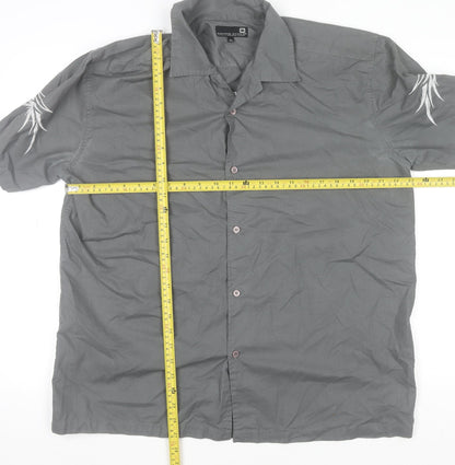 Richard Chang Men's Grey XL Short Sleeve Tribal Button-Up Shirt