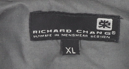 Richard Chang Men's Grey XL Short Sleeve Tribal Button-Up Shirt