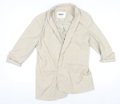 ONLY Women Beige Tailored Blazer Size 10 Slim Fit 3/4 Sleeve