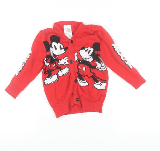 Girls UK Size 3 Years Disney Red Cardigan Jumper