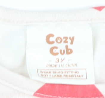 Girls UK Size 3 Years Cozy Cub Ivory Basic T-Shirt