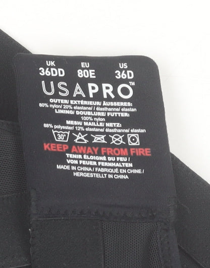 USA Pro Women’s Black 36DD Sports Bra High Support Nylon Blend