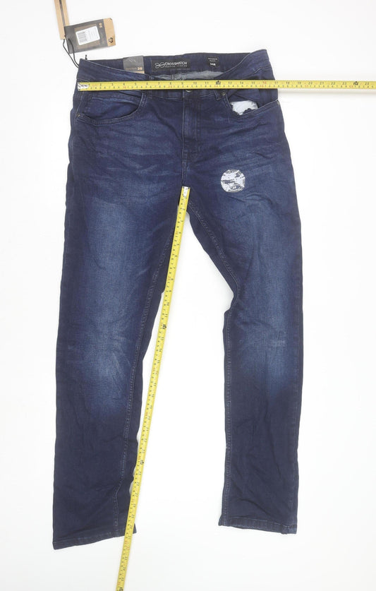 Crosshatch Men's Blue Slim Fit Denim Jeans 34R Classic Style