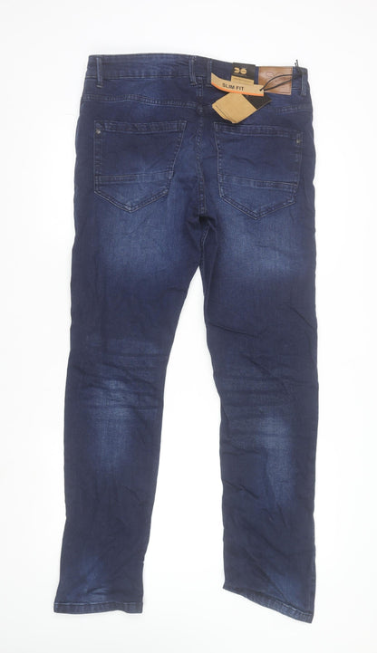 Crosshatch Men's Blue Slim Fit Denim Jeans 34R Classic Style