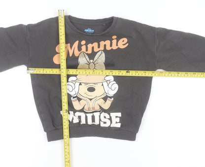 Disney Girls Black Minnie Mouse Glitter Pullover Sweatshirt 18-24 Months