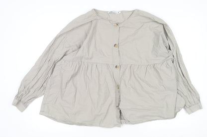 Womens UK Size L Zara Beige Tunic Blouse