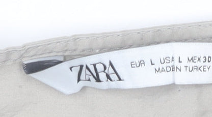 Womens UK Size L Zara Beige Tunic Blouse