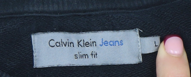 Mens UK Size L Calvin Klein Jeans Black Pullover Sweatshirt