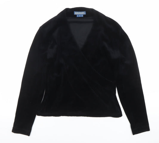 Womens UK Size 12 Monsoon Black Wrap Blouse