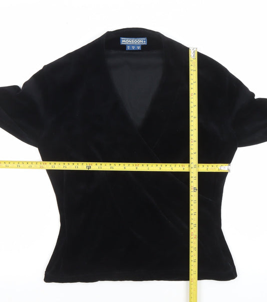 Womens UK Size 12 Monsoon Black Wrap Blouse