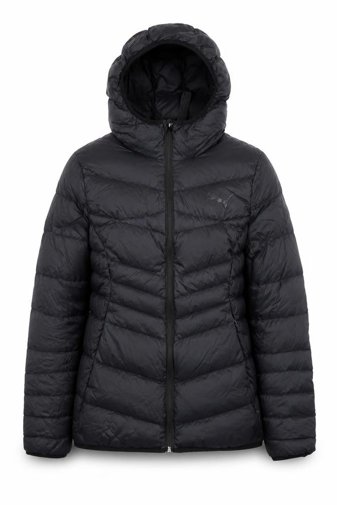Front view of Puma Women's Black, size 12, Hooded Puffer Jacket Coat