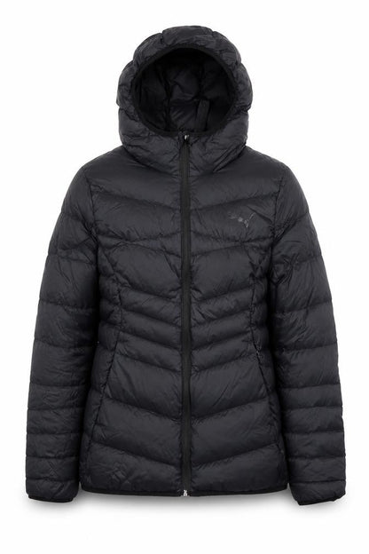 Front view of Puma Women's Black, size 12, Hooded Puffer Jacket Coat