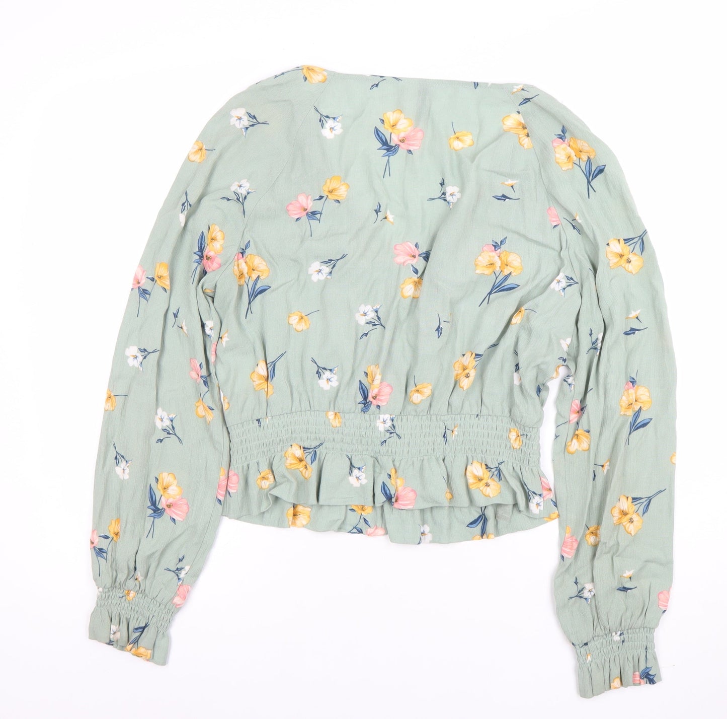 Womens UK Size 12 H&M Green Wrap Blouse