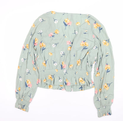 Womens UK Size 12 H&M Green Wrap Blouse
