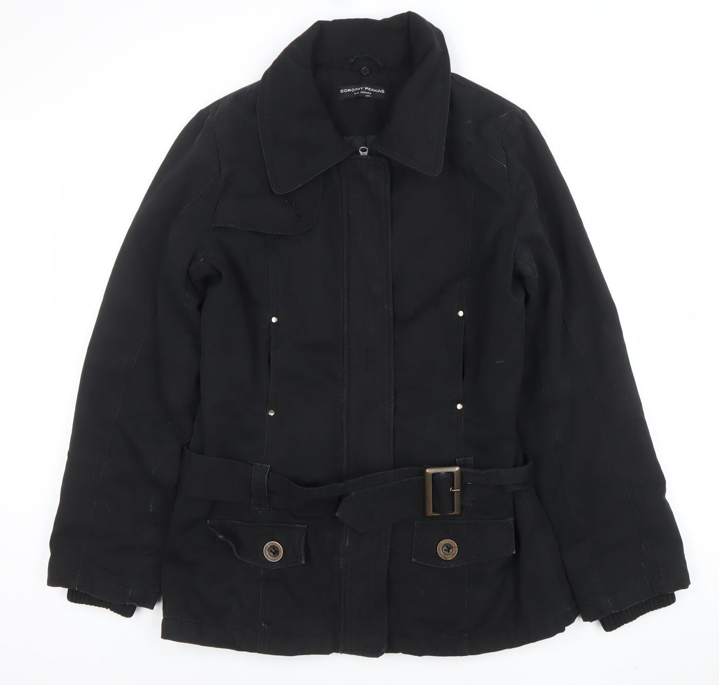 Womens UK Size 10 Dorothy Perkins Black Parka Coat