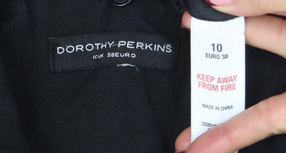 Womens UK Size 10 Dorothy Perkins Black Parka Coat