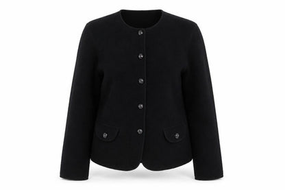 Lands' End Women's Black Wool Blazer Size 10 Classic Mid-Length