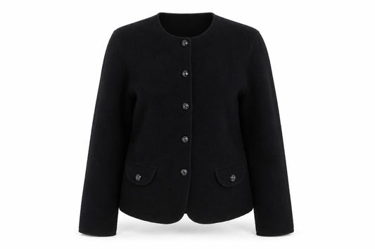 Lands' End Women's Black Wool Blazer Size 10 Classic Mid-Length