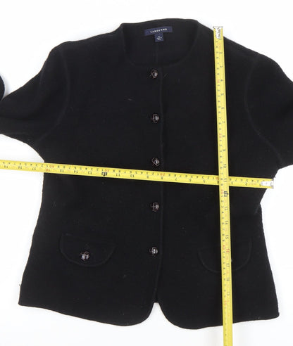 Lands' End Women's Black Wool Blazer Size 10 Classic Mid-Length