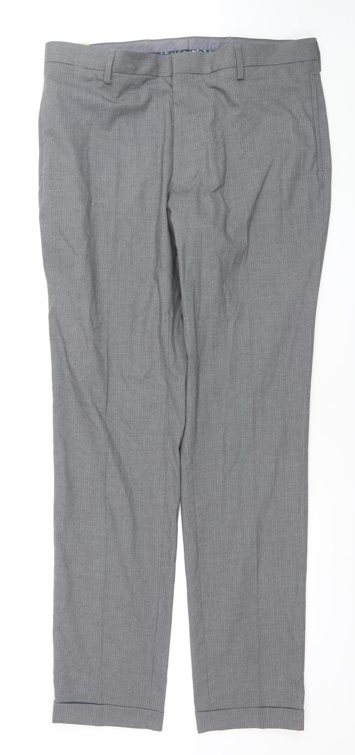 Mens UK Size M Marks and Spencer Slim Fit Dress Pants Grey Trousers