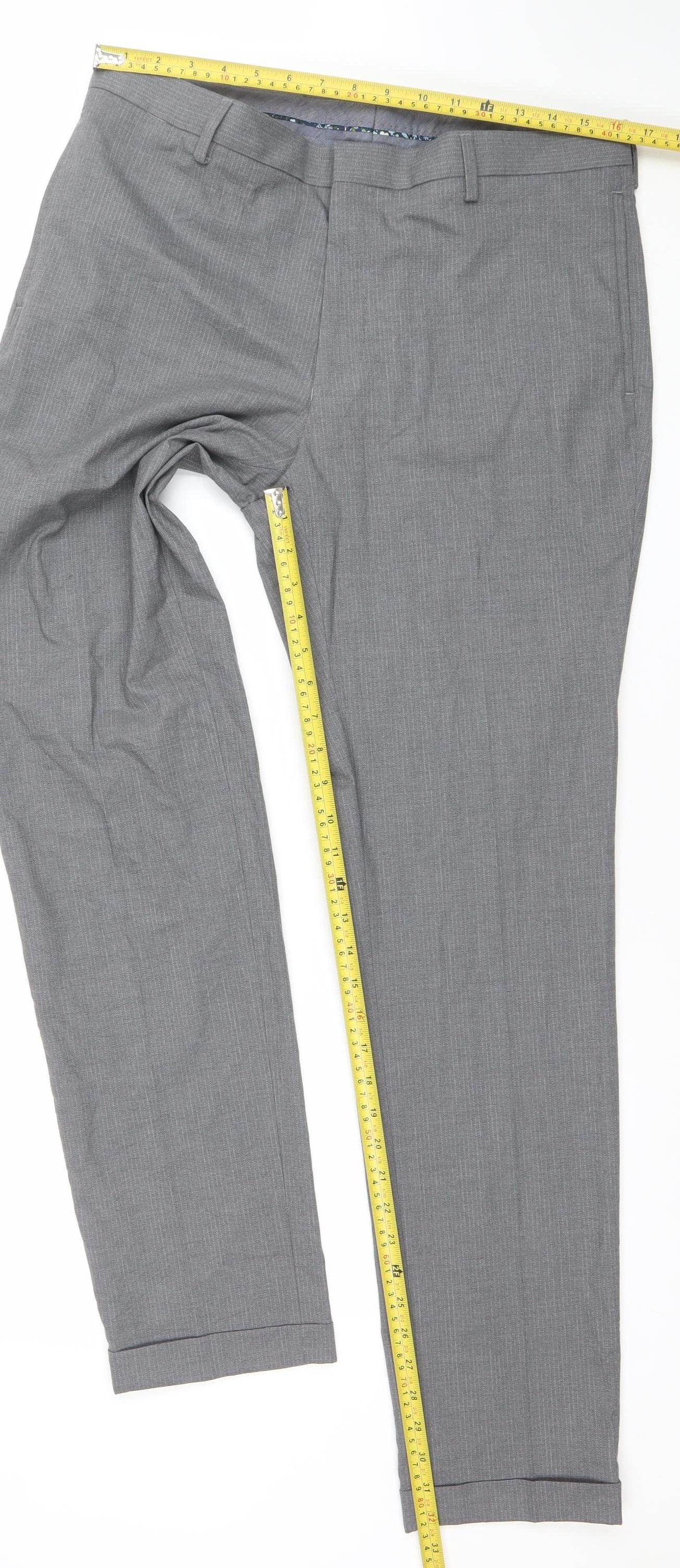 Mens UK Size M Marks and Spencer Slim Fit Dress Pants Grey Trousers