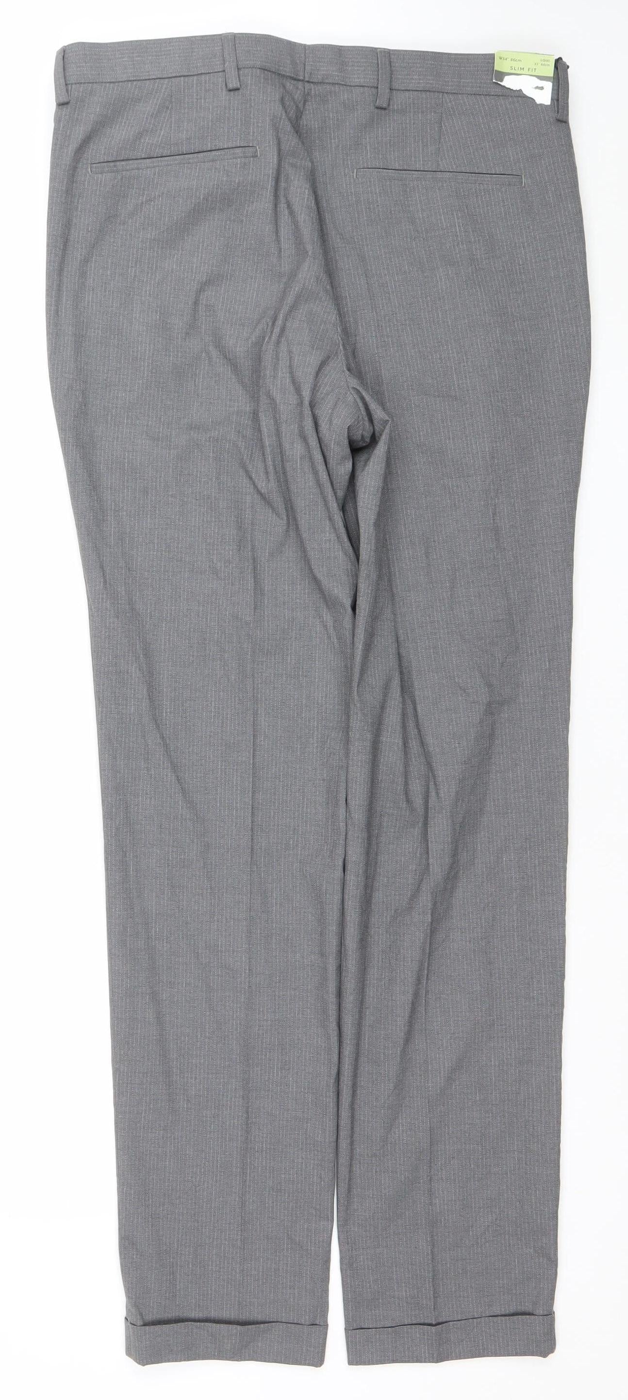 Mens UK Size M Marks and Spencer Slim Fit Dress Pants Grey Trousers
