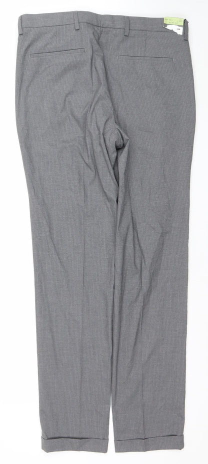 Mens UK Size M Marks and Spencer Slim Fit Dress Pants Grey Trousers