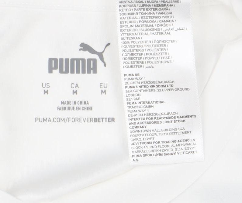Mens UK Size M PUMA White FootballGym & TrainingRunning & Jogging T-Shirt