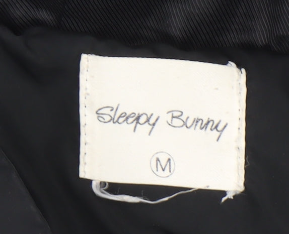 Womens UK Size M Sleepy Bunny Black Puffer Jacket
